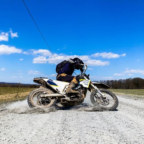 Ripping around on the Husqvarna.